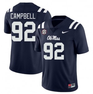 Men Chamberlain Campbell Navy Ole Miss Rebels College Football #92 Jersey 340050-642