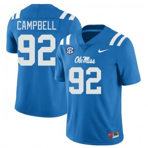 Men Chamberlain Campbell Powder Blue Ole Miss College Football #92 Jersey 926288-140
