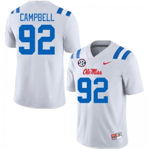 Men Chamberlain Campbell White Ole Miss 2024 New College Football #92 Jersey 850872-696