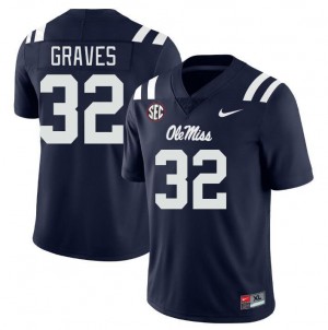 Men Chris Graves Navy University of Mississippi College Football #32 Jersey 870538-708