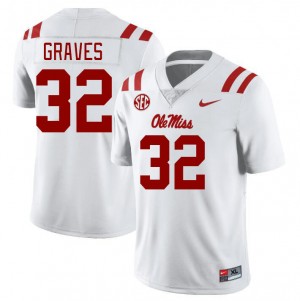 Men Chris Graves White Ole Miss Rebels College Football #32 Jersey 422712-143