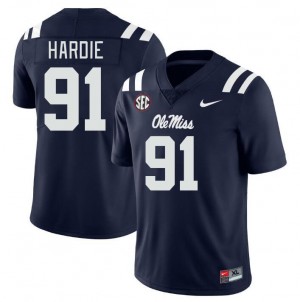 Men Chris Hardie Navy University of Mississippi College Football #91 Jersey 297236-533