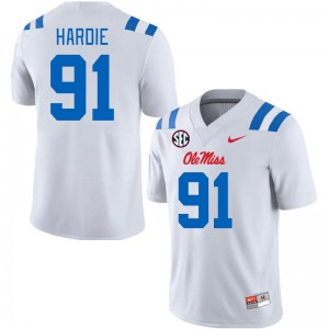 Men Chris Hardie White University of Mississippi 2024 New College Football #91 Jersey 516317-438