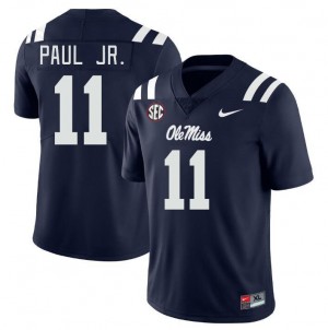 Men Chris Paul Jr. Navy University of Mississippi College Football #11 Jersey 185565-448