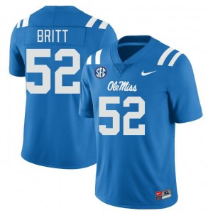 Men Christian Britt Powder Blue Ole Miss College Football #52 Jersey 657528-292