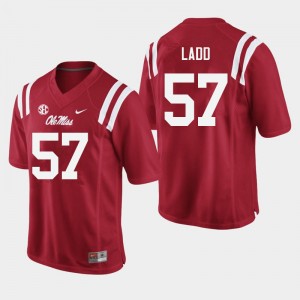Men Clayton Ladd Red University of Mississippi College Football #57 Jersey 392903-400