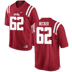 Men Cole Becker Red Ole Miss College Football #62 Jersey 213244-333