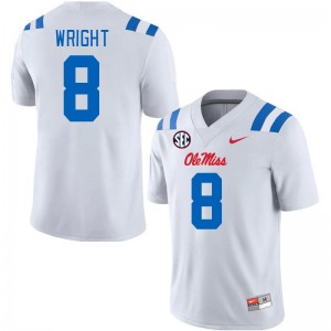 Men Dae'Quan Wright White Ole Miss 2024 New College Football #8 Jersey 636076-932