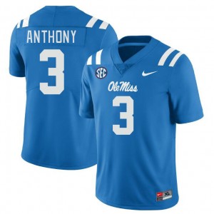 Men Daijahn Anthony Powder Blue Ole Miss Rebels College Football #3 Jersey 840456-180