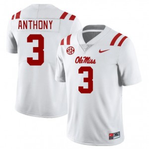 Men Daijahn Anthony White University of Mississippi College Football #3 Jersey 471154-417