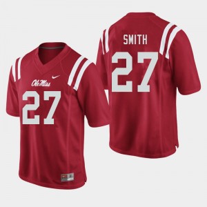 Men Dallas Smith Red Ole Miss Rebels College Football #27 Jersey 605223-234
