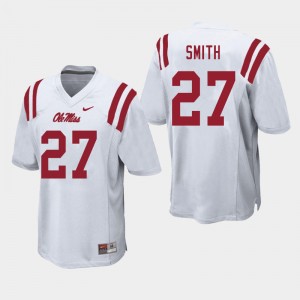Men Dallas Smith White Ole Miss Rebels College Football #27 Jersey 252942-730