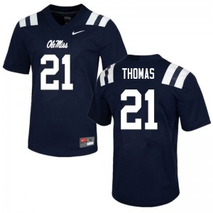 Men Damarcus Thomas Navy Rebels College Football #21 Jersey 377225-896