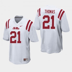 Men Damarcus Thomas White Ole Miss College Football #21 Jersey 683951-617