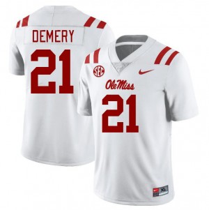 Men Daniel Demery White University of Mississippi College Football #21 Jersey 673422-263