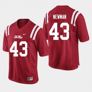 Men Daniel Newman Red Ole Miss College Football #43 Jersey 685583-970