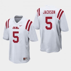 Men Dannis Jackson White Ole Miss College Football #5 Jersey 473254-588