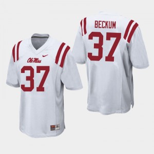 Men David Beckum White University of Mississippi College Football #37 Jersey 941988-967