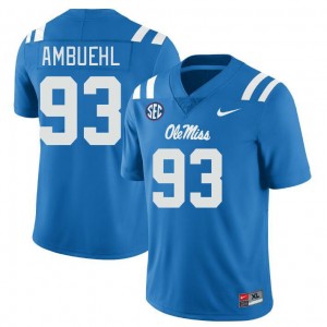 Men Davis Ambuehl Powder Blue Ole Miss College Football #93 Jersey 631386-535