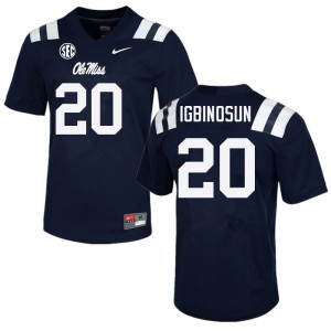 Men Davison Igbinosun Navy Rebels College Football #20 Jersey 959294-348