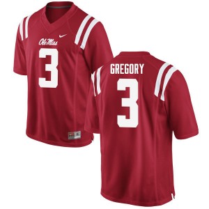 Men DeMarcus Gregory Red Ole Miss College Football #3 Jersey 674547-873