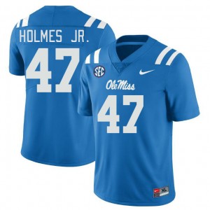 Men DeeJay Holmes Jr. Powder Blue Ole Miss College Football #47 Jersey 990698-700