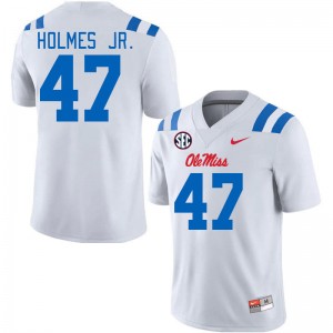 Men DeeJay Holmes Jr. White Ole Miss 2024 New College Football #47 Jersey 799548-274