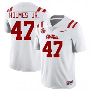 Men DeeJay Holmes Jr. White Rebels College Football #47 Jersey 458862-343