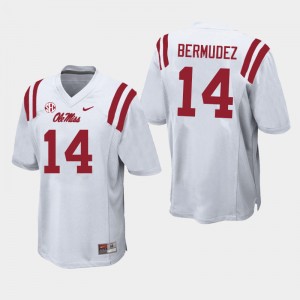 Men Derek Bermudez White Ole Miss College Football #14 Jersey 223699-916