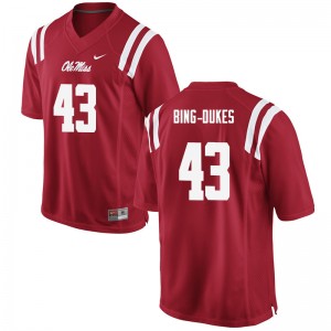 Men Detric Bing-Dukes Red University of Mississippi College Football #43 Jersey 218877-815