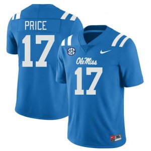 Men Devin Price Powder Blue Ole Miss College Football #17 Jersey 371583-290