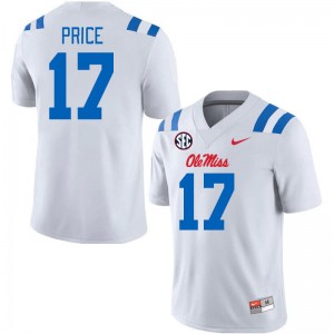 Men Devin Price White Ole Miss Rebels 2024 New College Football #17 Jersey 776606-351