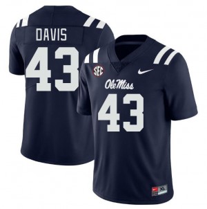 Men Dylan Davis Navy Ole Miss College Football #43 Jersey 957256-177