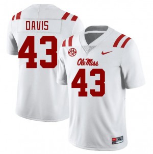 Men Dylan Davis White Ole Miss College Football #43 Jersey 801233-488