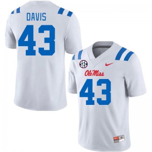 Men Dylan Davis White Ole Miss 2024 New College Football #43 Jersey 312762-863