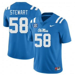 Men Elliiot Stewart Powder Blue Ole Miss College Football #58 Jersey 962113-160