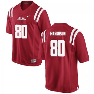 Men Elliot Markuson Red Ole Miss Rebels College Football #80 Jersey 873585-485