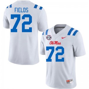 Men Ethan Fields White Ole Miss Rebels 2024 New College Football #72 Jersey 795595-790