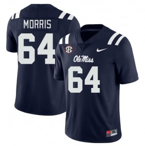 Men Ethan Morris Navy Ole Miss College Football #64 Jersey 350202-798