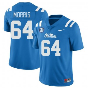 Men Ethan Morris Powder Blue University of Mississippi College Football #64 Jersey 473757-694