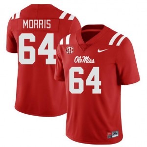 Men Ethan Morris Red Ole Miss Rebels College Football #64 Jersey 588382-621