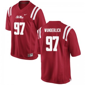 Men Gary Wunderlich Red Ole Miss College Football #97 Jersey 741918-437