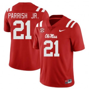 Men Henry Parrish Jr. Red Ole Miss College Football #21 Jersey 614753-338