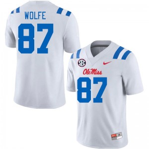 Men Hudson Wolfe White Ole Miss 2024 New College Football #87 Jersey 528772-891