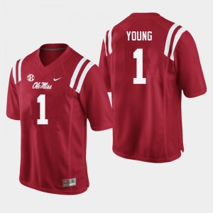 Men Isheem Young Red Ole Miss Rebels College Football #1 Jersey 699297-717