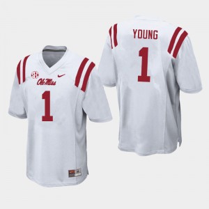 Men Isheem Young White University of Mississippi College Football #1 Jersey 777045-620