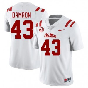 Men Jack Damron White University of Mississippi College Football #43 Jersey 160521-244