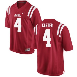 Men Jacob Carter Red Ole Miss College Football #4 Jersey 368178-523