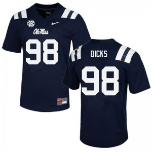 Men Jaden Dicks Navy Ole Miss College Football #98 Jersey 231215-161