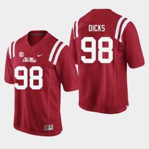 Men Jaden Dicks Red Rebels College Football #98 Jersey 604860-301